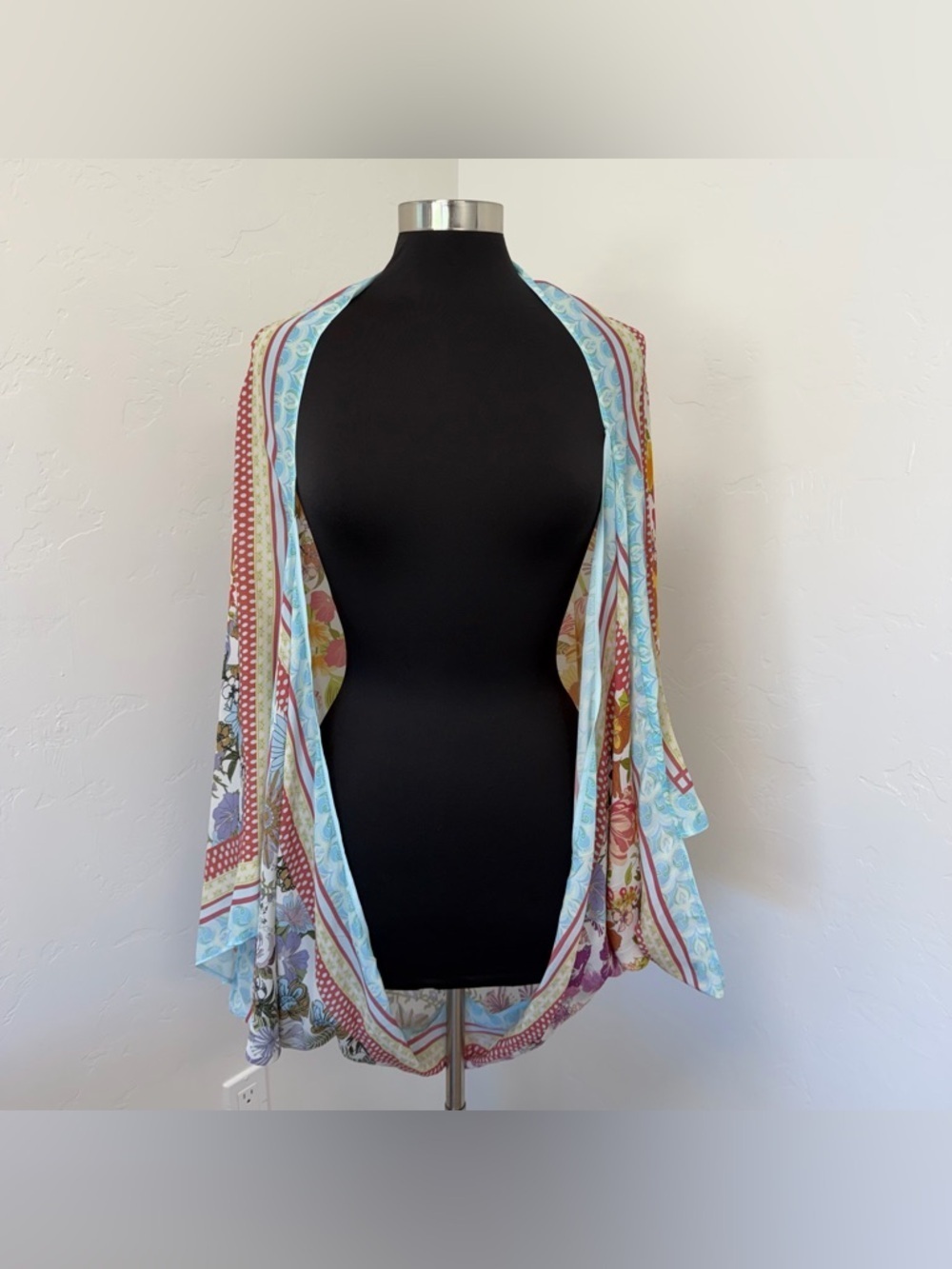Anthropologie Pastel Mixed Floral Open Front Kimono Size OS